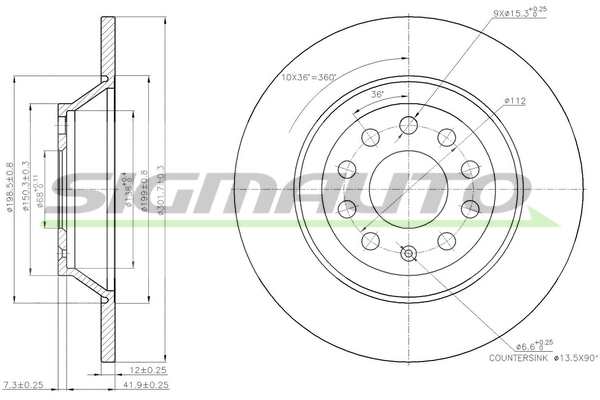 SIGMAUTO féktárcsa - DBB307S - TothCarparts