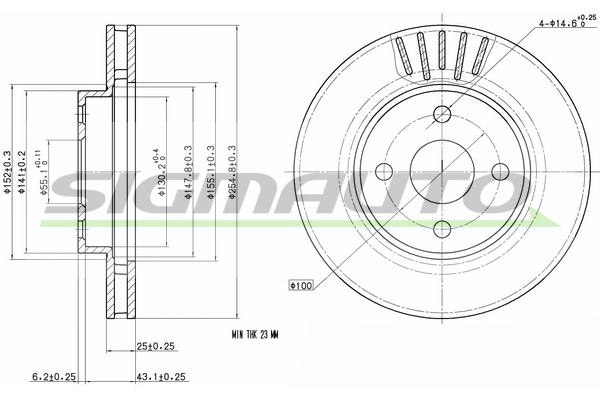 SIGMAUTO féktárcsa - DBB309V - TothCarparts