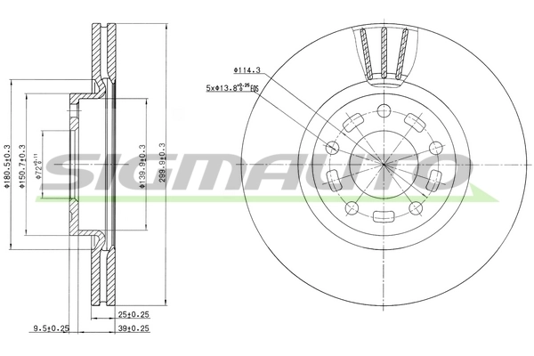 SIGMAUTO féktárcsa - DBB312V - TothCarparts