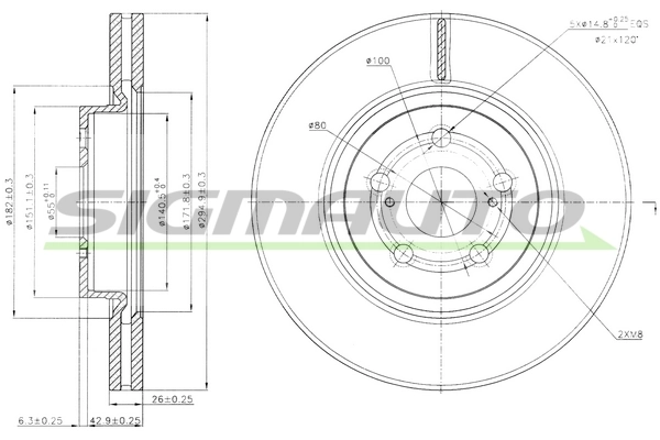SIGMAUTO féktárcsa - DBB315V - TothCarparts