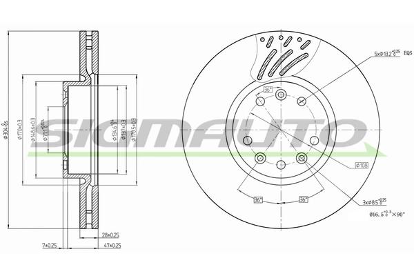 SIGMAUTO féktárcsa - DBB324V - TothCarparts