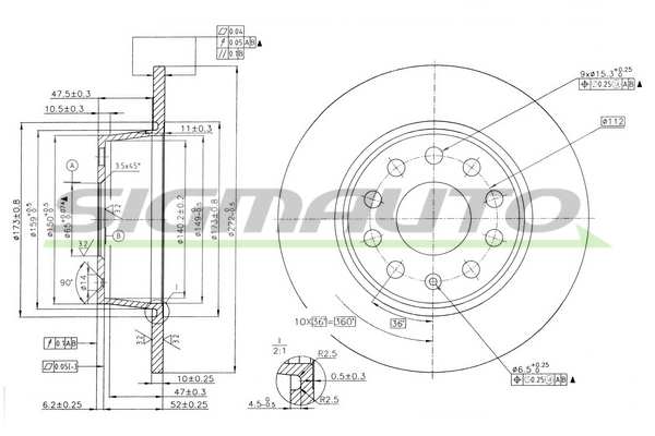SIGMAUTO féktárcsa - DBB328S - TothCarparts
