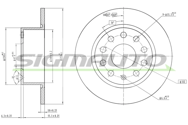 SIGMAUTO féktárcsa - DBB334S - TothCarparts
