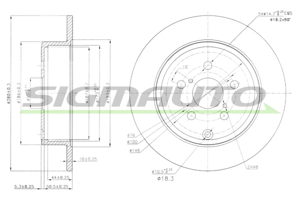 SIGMAUTO féktárcsa - DBB406S - TothCarparts