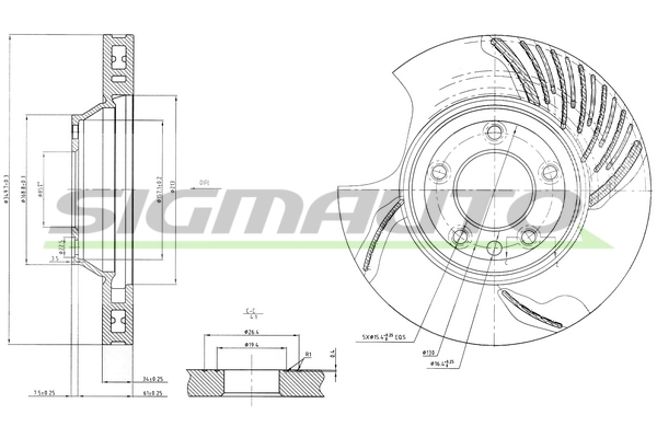 SIGMAUTO féktárcsa - DBB408VLS - TothCarparts