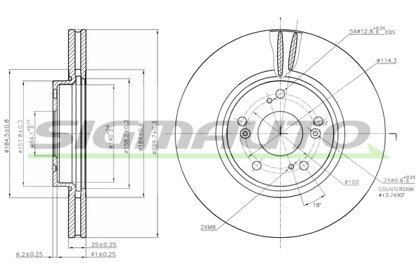 SIGMAUTO féktárcsa - DBB424V - TothCarparts