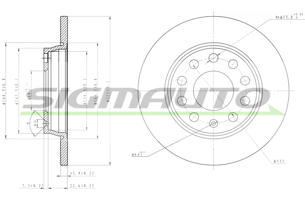 SIGMAUTO féktárcsa - DBB425S - TothCarparts