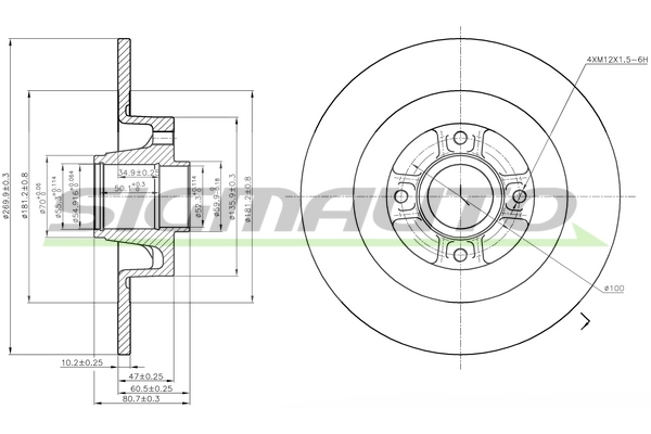 SIGMAUTO féktárcsa - DBB443S - TothCarparts