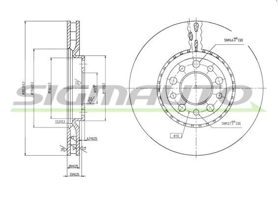 SIGMAUTO féktárcsa - DBB449V - TothCarparts