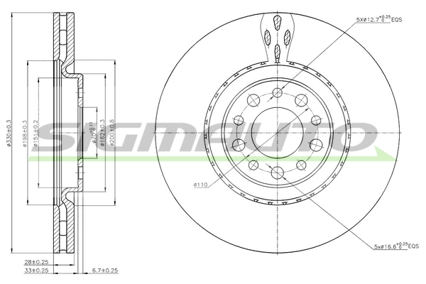 SIGMAUTO féktárcsa - DBB453V - TothCarparts