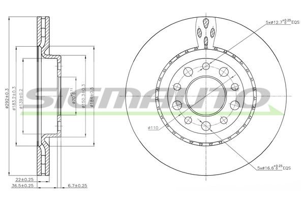 SIGMAUTO féktárcsa - DBB456V - TothCarparts