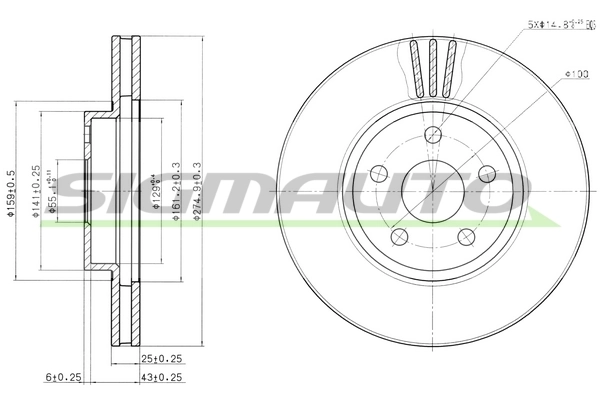SIGMAUTO féktárcsa - DBB484V - TothCarparts