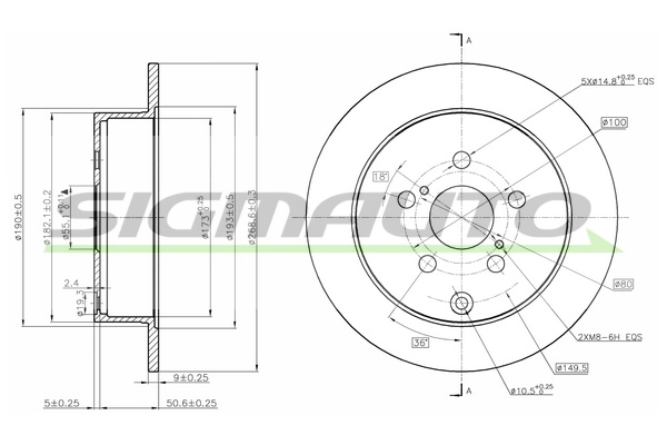 SIGMAUTO féktárcsa - DBB485S - TothCarparts