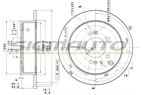 SIGMAUTO féktárcsa - DBB493S - TothCarparts