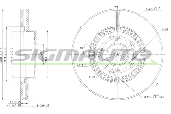 SIGMAUTO féktárcsa - DBB496V - TothCarparts