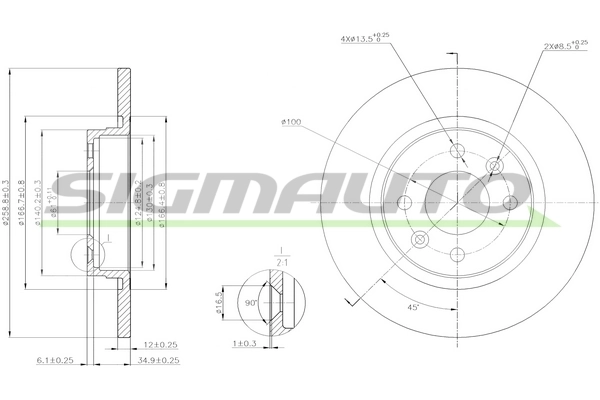 SIGMAUTO féktárcsa - DBB502S - TothCarparts