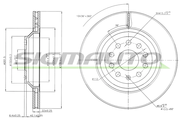 SIGMAUTO féktárcsa - DBB503V - TothCarparts