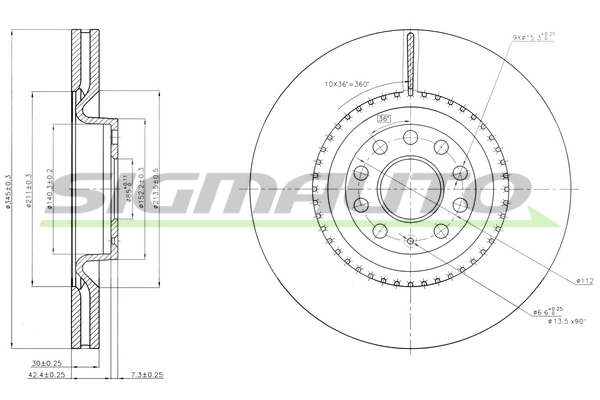 SIGMAUTO féktárcsa - DBB504V - TothCarparts