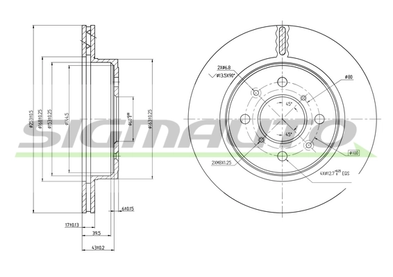 SIGMAUTO féktárcsa - DBB509V - TothCarparts
