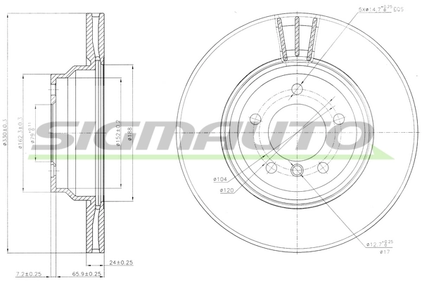 SIGMAUTO féktárcsa - DBB535V - TothCarparts