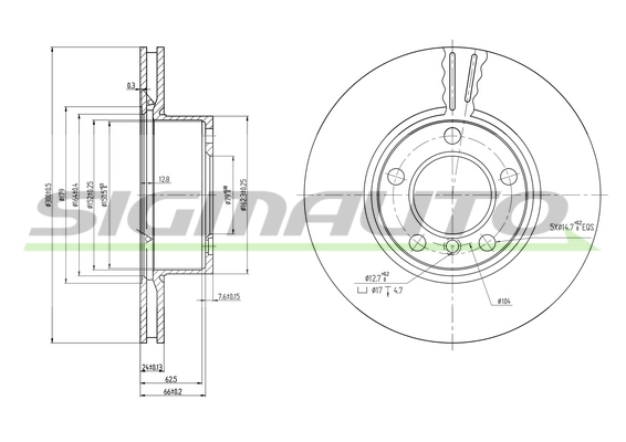 SIGMAUTO féktárcsa - DBB536V - TothCarparts
