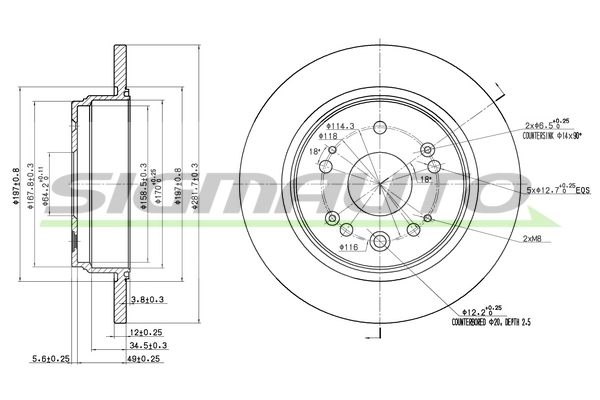 SIGMAUTO féktárcsa - DBB540S - TothCarparts