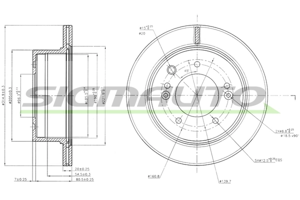 SIGMAUTO féktárcsa - DBB543V - TothCarparts