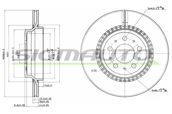 SIGMAUTO féktárcsa - DBB551V - TothCarparts