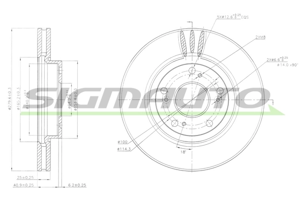 SIGMAUTO féktárcsa - DBB557V - TothCarparts