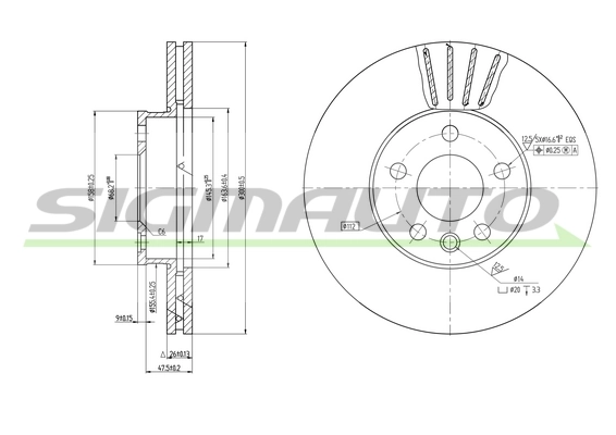 SIGMAUTO féktárcsa - DBB559V - TothCarparts