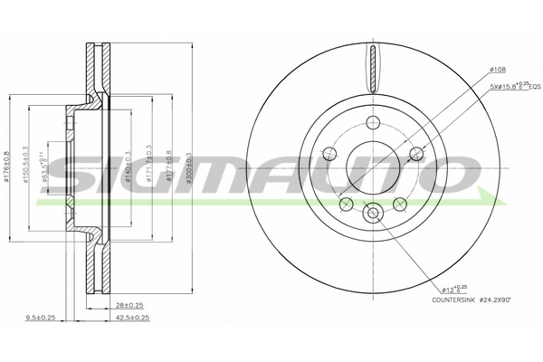 SIGMAUTO féktárcsa - DBB567V - TothCarparts