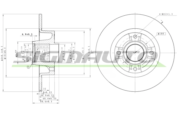 SIGMAUTO féktárcsa - DBB571S - TothCarparts
