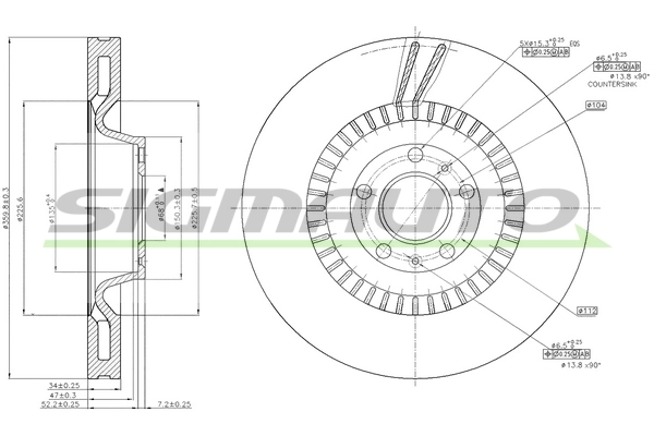 SIGMAUTO féktárcsa - DBB572V - TothCarparts