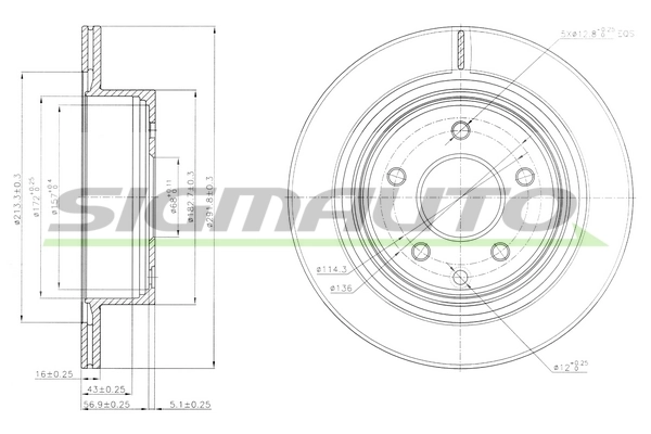 SIGMAUTO féktárcsa - DBB579V - TothCarparts