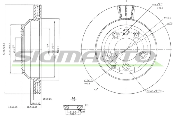 SIGMAUTO féktárcsa - DBB580V - TothCarparts