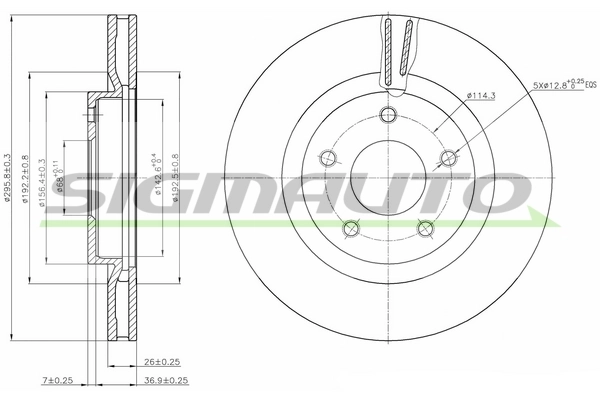 SIGMAUTO féktárcsa - DBB589V - TothCarparts