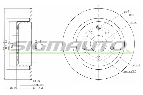 SIGMAUTO féktárcsa - DBB590S - TothCarparts