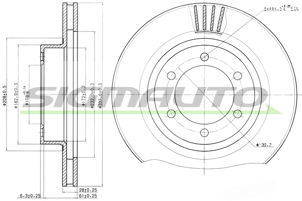 SIGMAUTO féktárcsa - DBB594V - TothCarparts