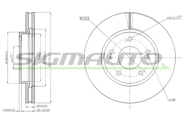 SIGMAUTO féktárcsa - DBB599V - TothCarparts