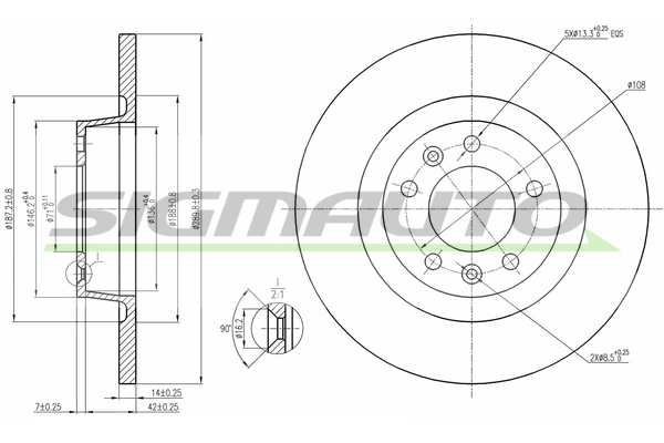 SIGMAUTO féktárcsa - DBB602S - TothCarparts