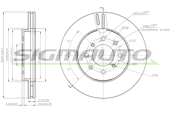SIGMAUTO féktárcsa - DBB610V - TothCarparts