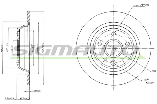 SIGMAUTO féktárcsa - DBB616S - TothCarparts