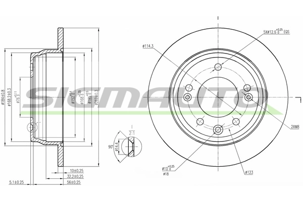 SIGMAUTO féktárcsa - DBB618S - TothCarparts