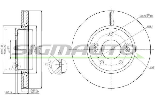 SIGMAUTO féktárcsa - DBB619V - TothCarparts