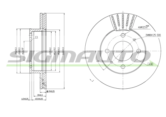 SIGMAUTO féktárcsa - DBB632V - TothCarparts