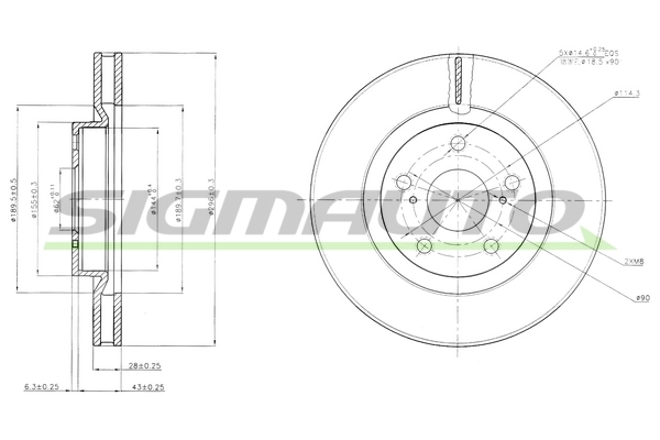 SIGMAUTO féktárcsa - DBB646V - TothCarparts