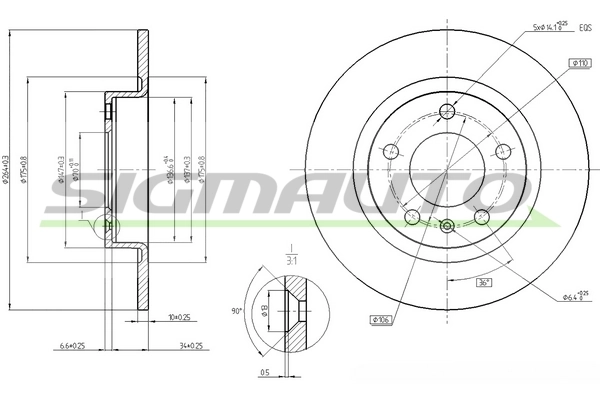 SIGMAUTO féktárcsa - DBB651S - TothCarparts