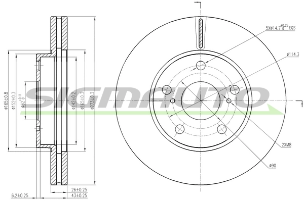 SIGMAUTO féktárcsa - DBB668V - TothCarparts