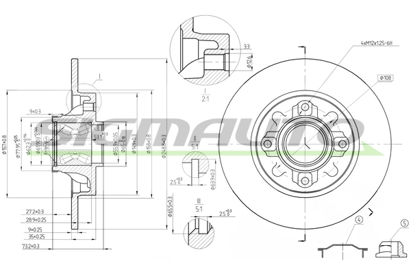 SIGMAUTO féktárcsa - DBB695S - TothCarparts
