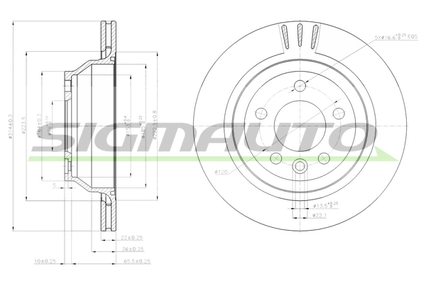 SIGMAUTO féktárcsa - DBB698V - TothCarparts